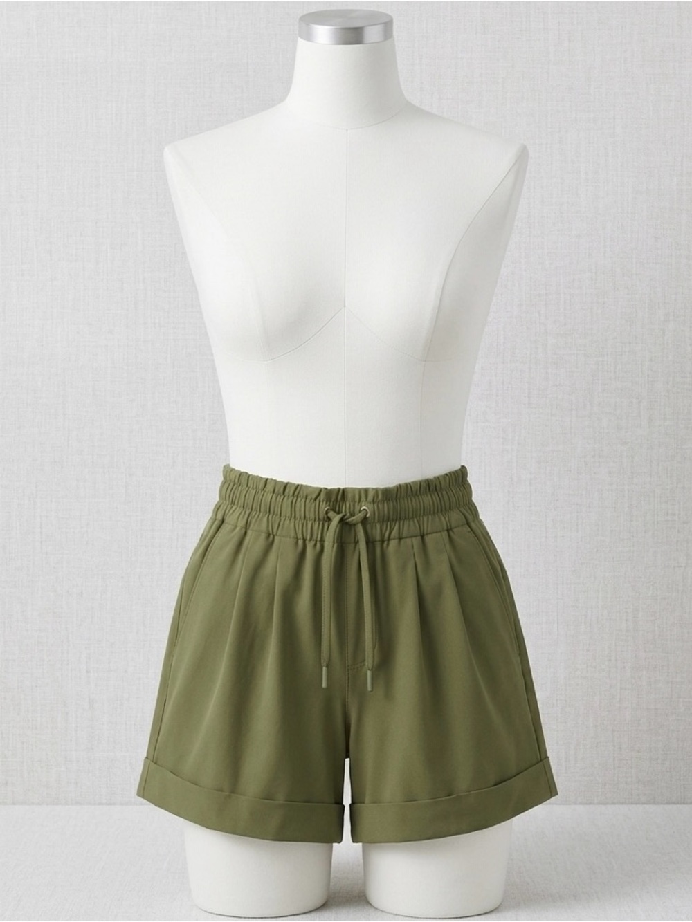 Mondetta Olive Green High-Waist Drawstring Shorts